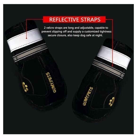 QUMY Dog Boots & Paw Protectors for Snow, Hot Pavement, Rain, Anti Slip, Black - Picture 6 of 8